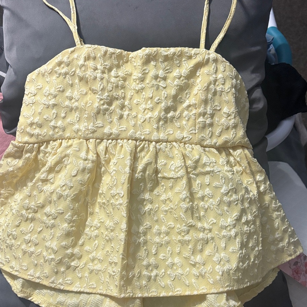 SHEIN Yellow Floral Textured Camisole